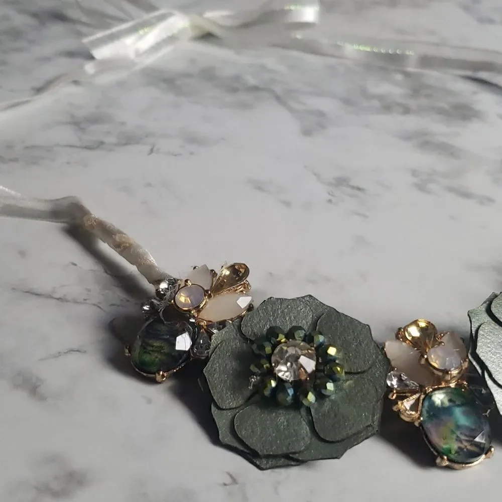Repurposed Blue Flower Necklace